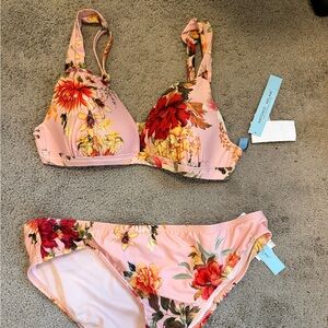 ANTONIO MELANI Pink Floral Bikini size large